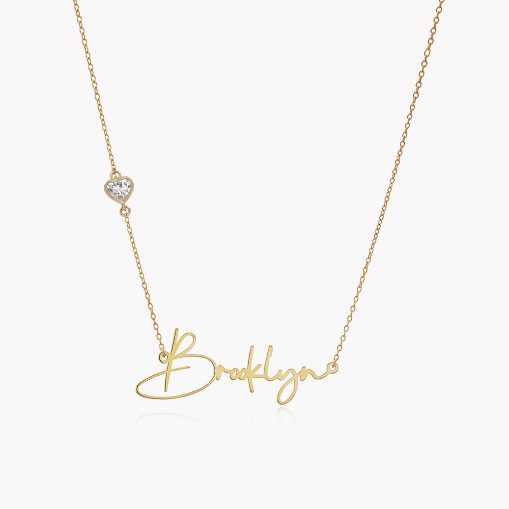 Belle Custom Name Necklace With 0.2 ct Heart Shaped Diamond - 10k Solid Gold-1 product photo
