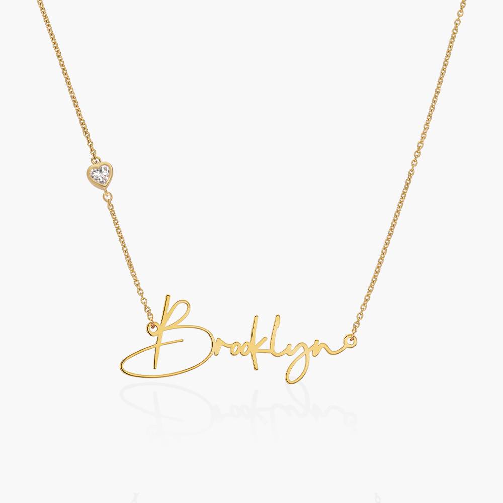 Belle Custom Name Necklace With 0.2 ct Heart Shaped Diamond - 14k Solid Gold-3 product photo