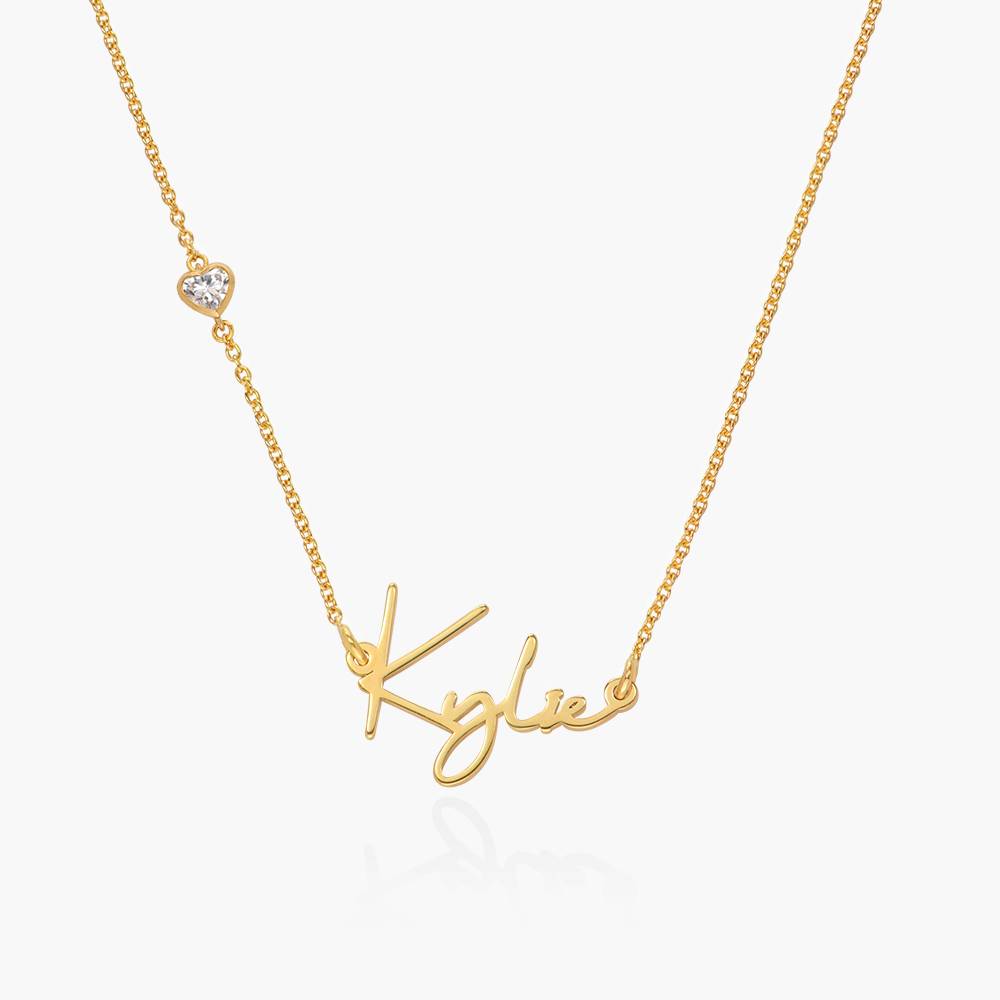 Belle Custom Name Necklace With 0.2 ct Heart Shaped Diamond - Vermeil product photo