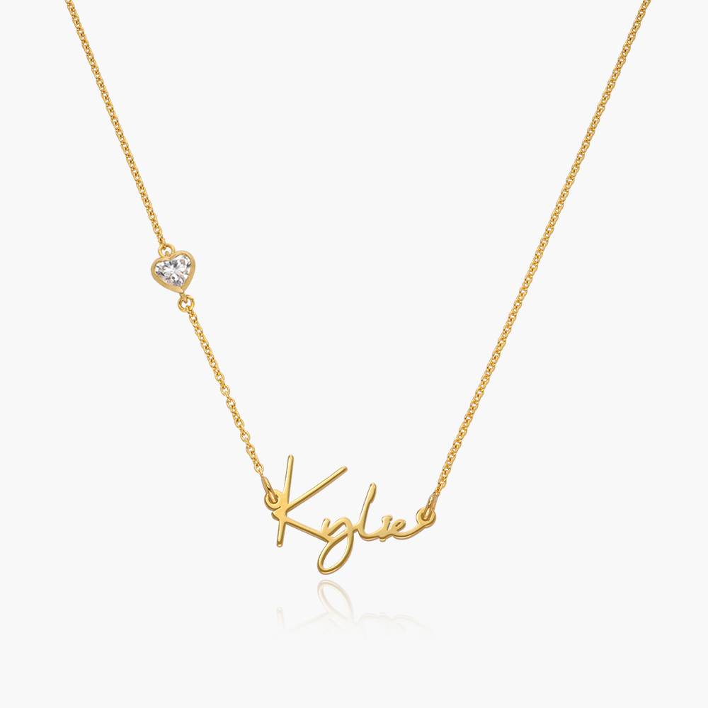 Belle Custom Name Necklace With 0.25 ct Heart Diamond Shape - Vermeil-1 product photo