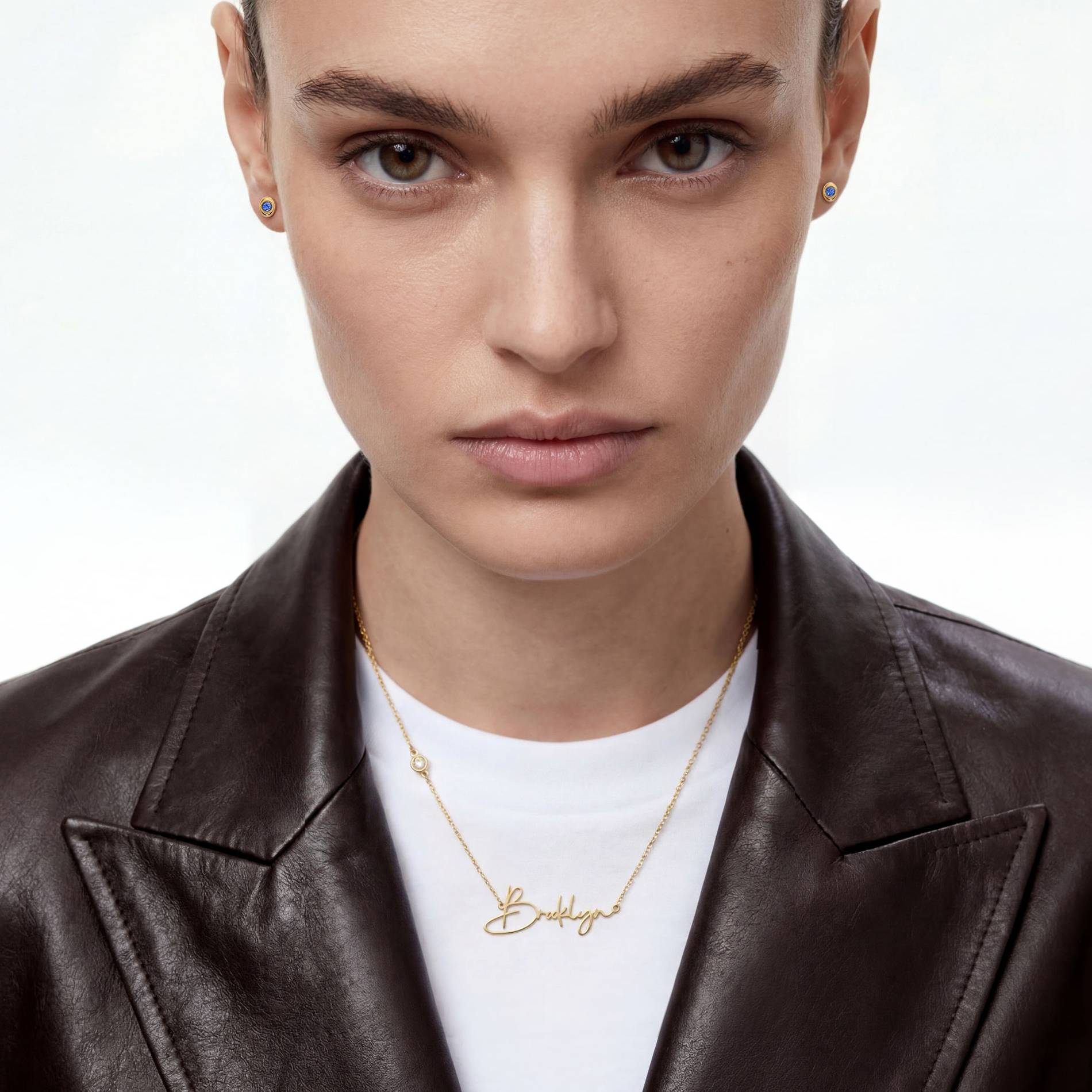 Belle Custom Name Necklace with Diamond - 10k Solid Gold-3 product photo