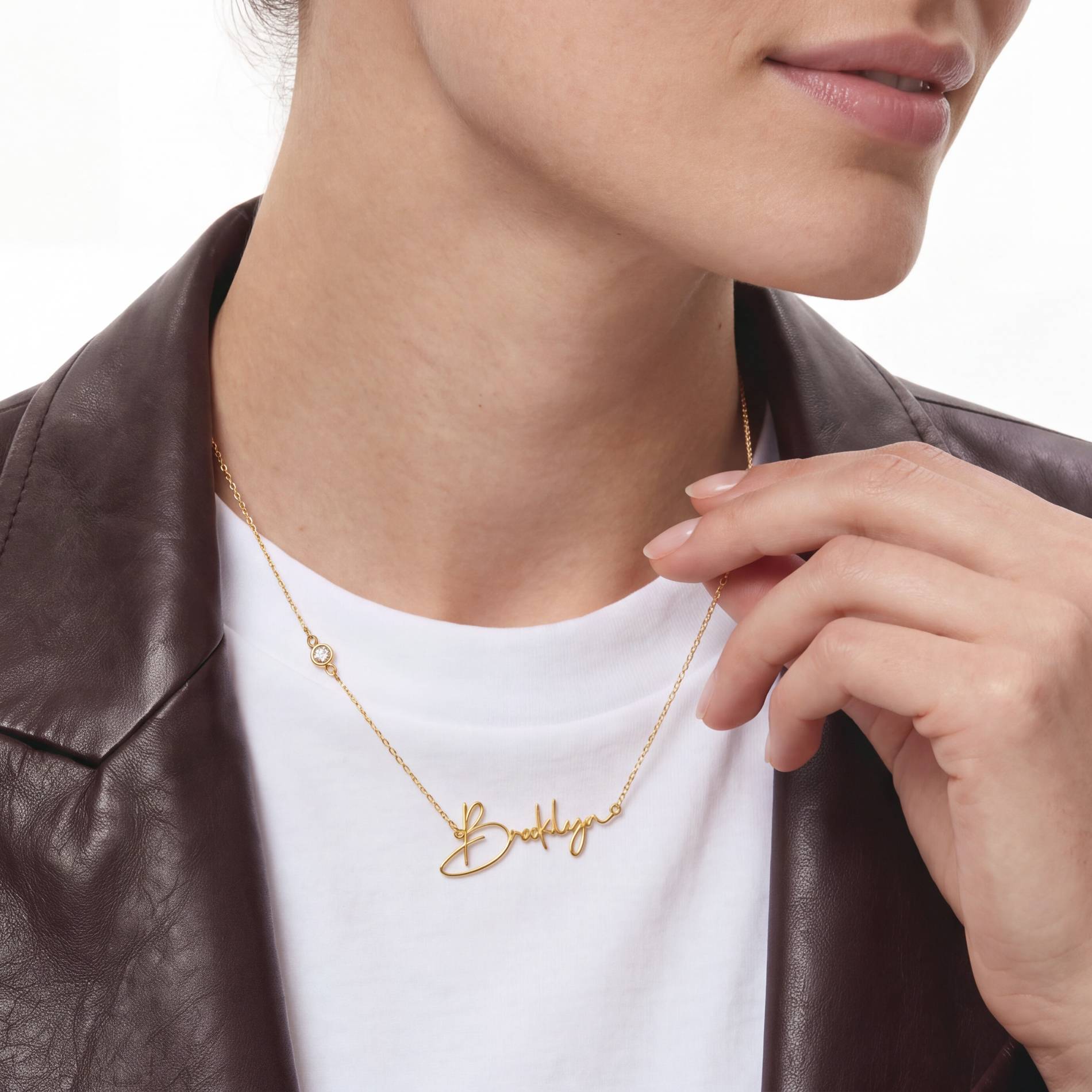 Belle Custom Name Necklace with Diamond - 10k Solid Gold-3 product photo