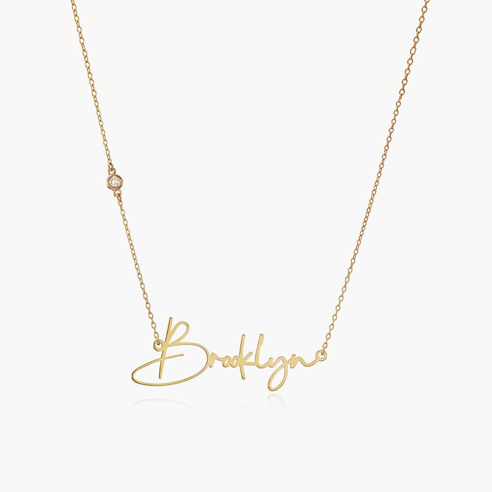 Belle Custom Name Necklace with Diamond - 10k Solid Gold-1 product photo