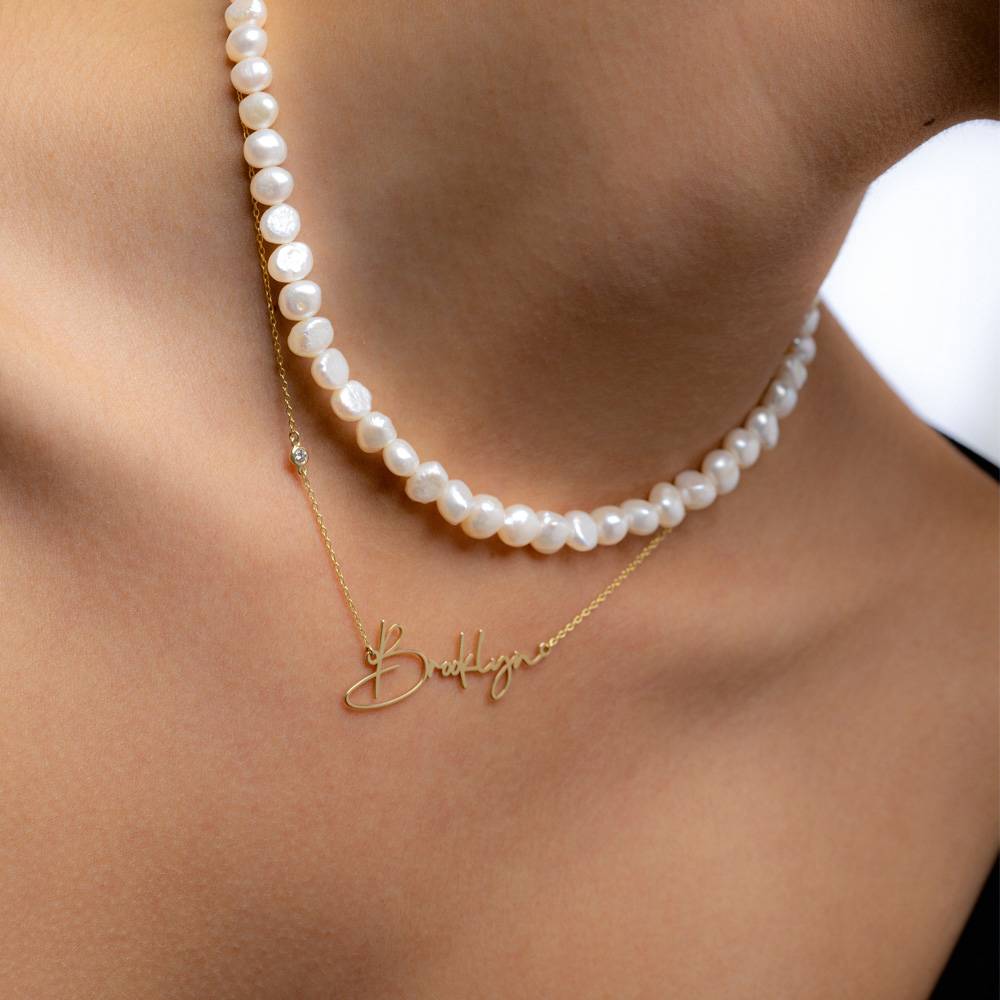 Belle Custom Name Necklace With Diamond - 14k Solid Gold-2 product photo