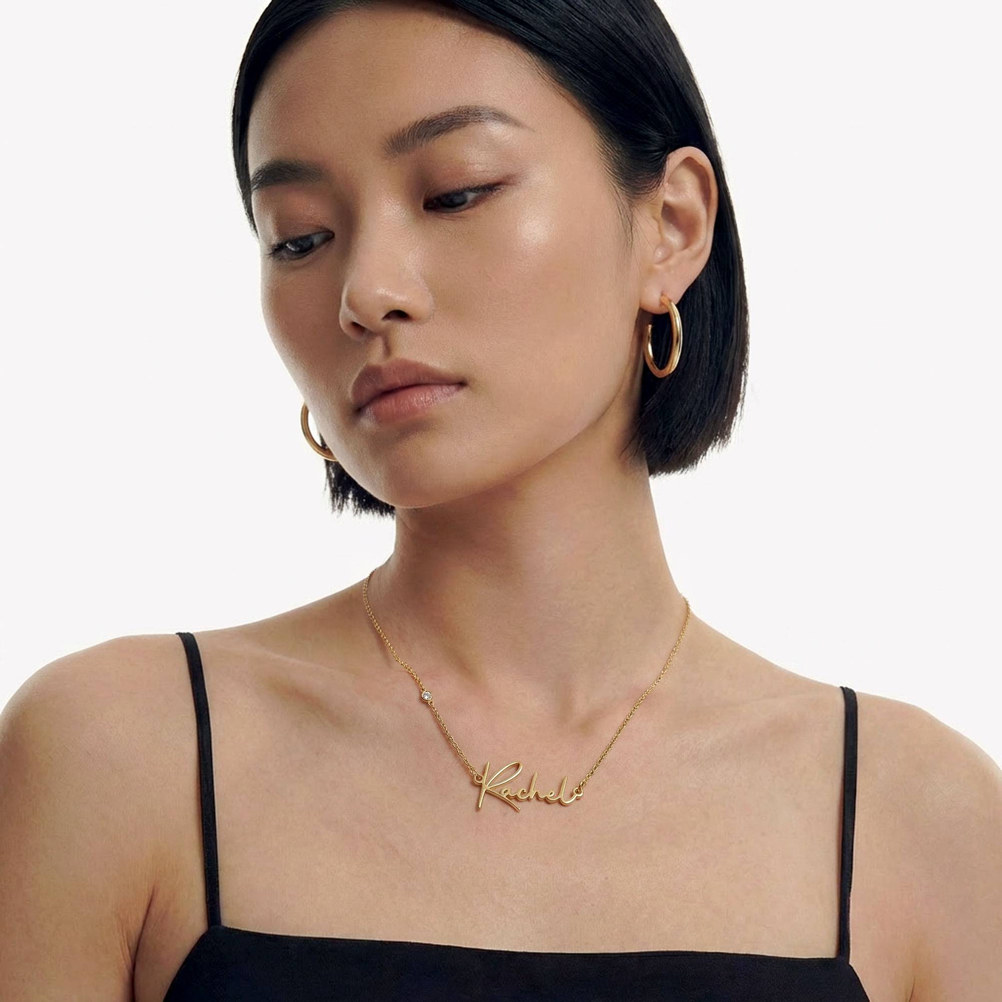 Belle Custom Name Necklace with Diamond - Gold Plated-3 product photo