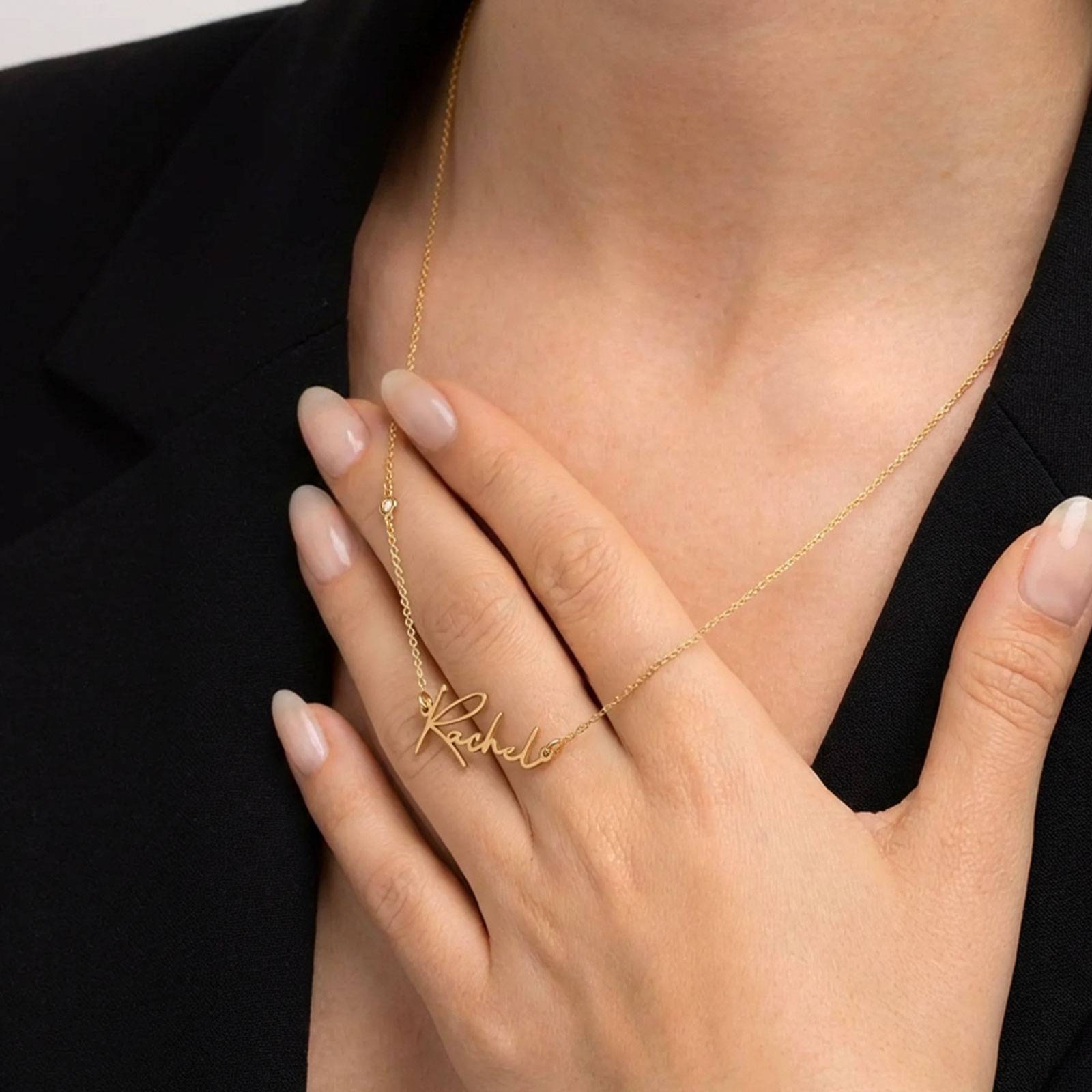 Belle Custom Name Necklace with Diamond - Gold Plated-2 product photo