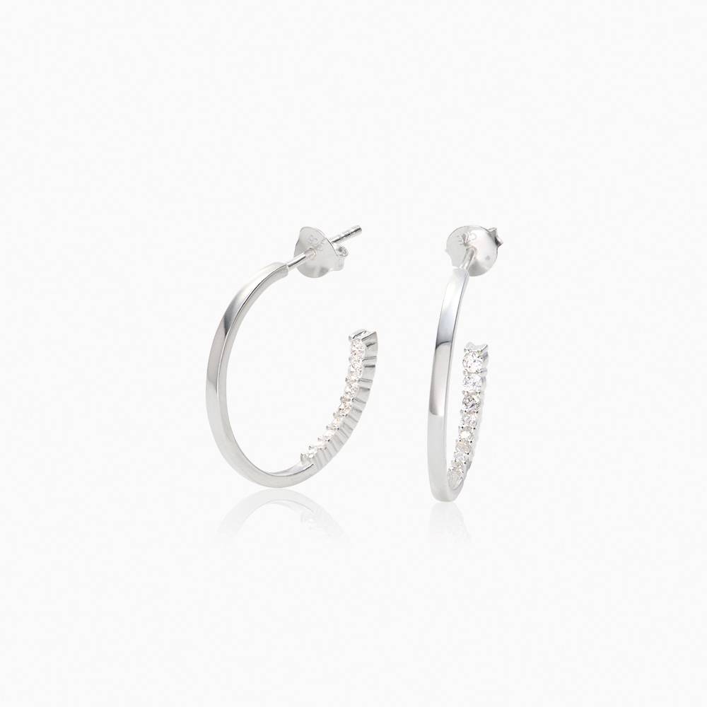 Big Hoop Earrings With Cubic Zirconia - Silver-1 product photo