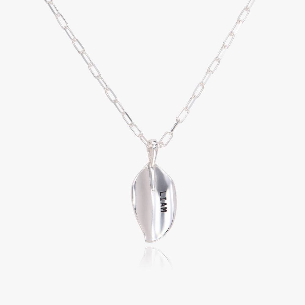 Big Leaf Necklace With Engraving - Silver-3 product photo