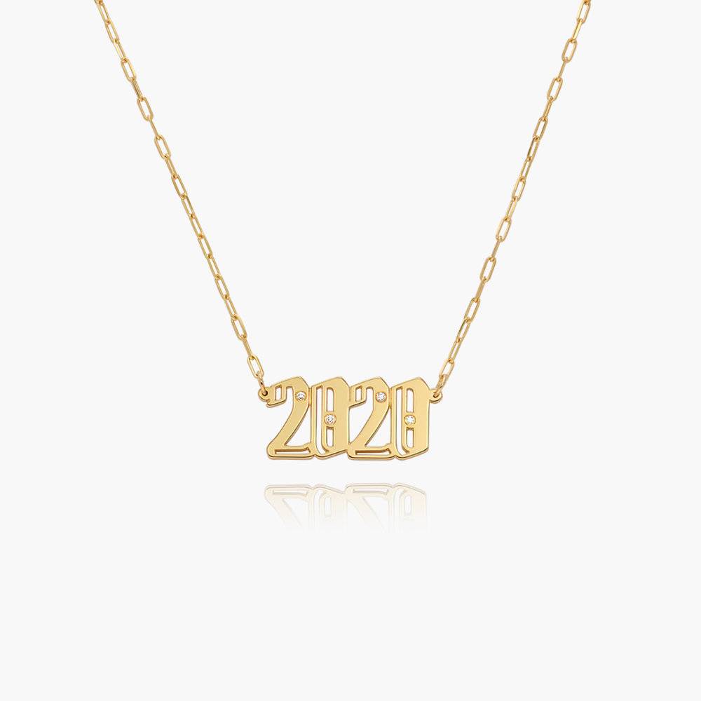 Billie Gothic Name Necklace With Diamonds- Gold Vermeil product photo