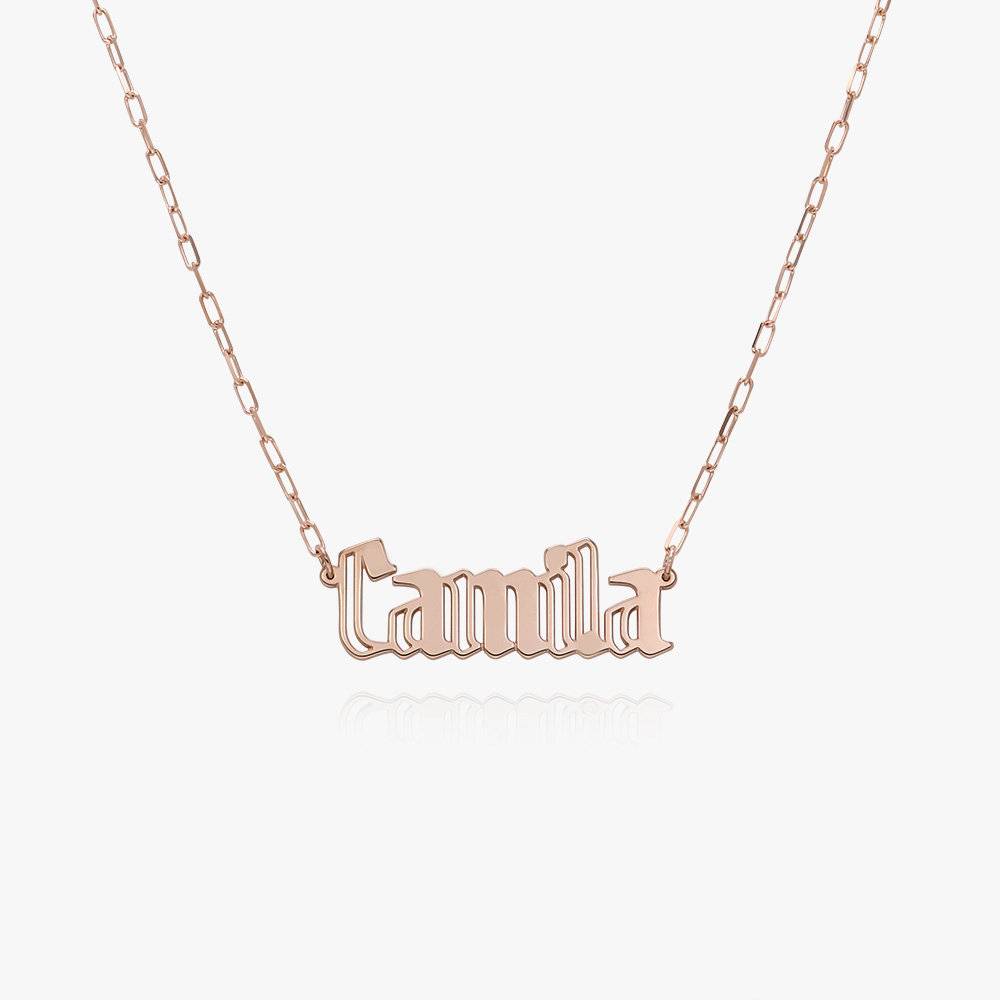 Billie Gothic Name Necklace - Rose Gold Vermeil-4 product photo