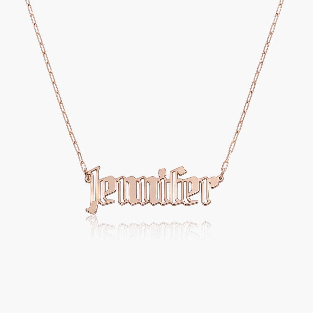 Billie Gothic Name Necklace - Rose Gold Vermeil-2 product photo