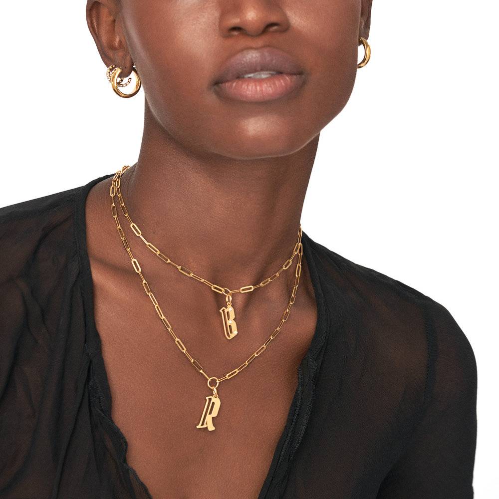Billie Initial Classic Link Chain Necklace - Gold Vermeil-4 product photo