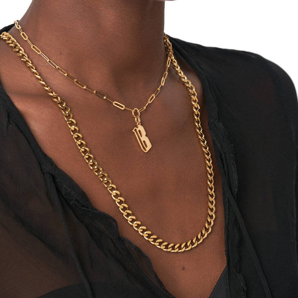 Billie Initial Classic Link Chain Necklace - Gold Vermeil-5 product photo