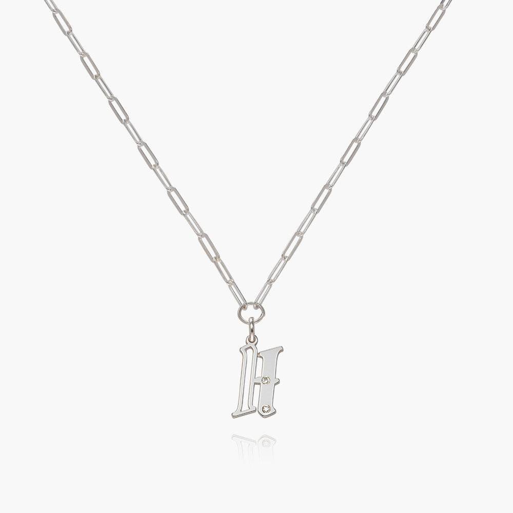 Billie Initial Classic Link Chain Necklace with Diamonds - Silver-1 product photo