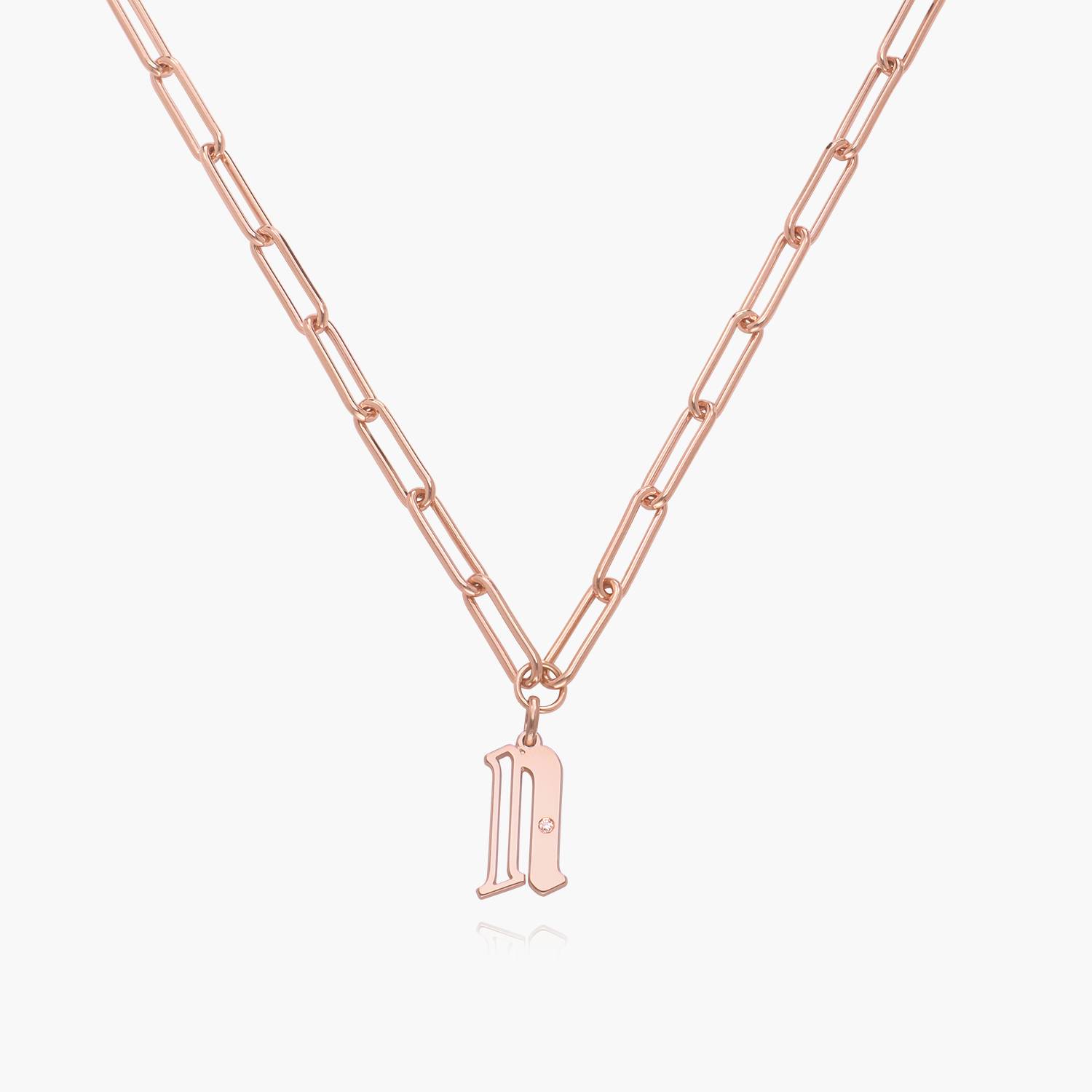 Billie Link Chain Necklace With Diamonds - Rose Gold Vermeil-1 product photo