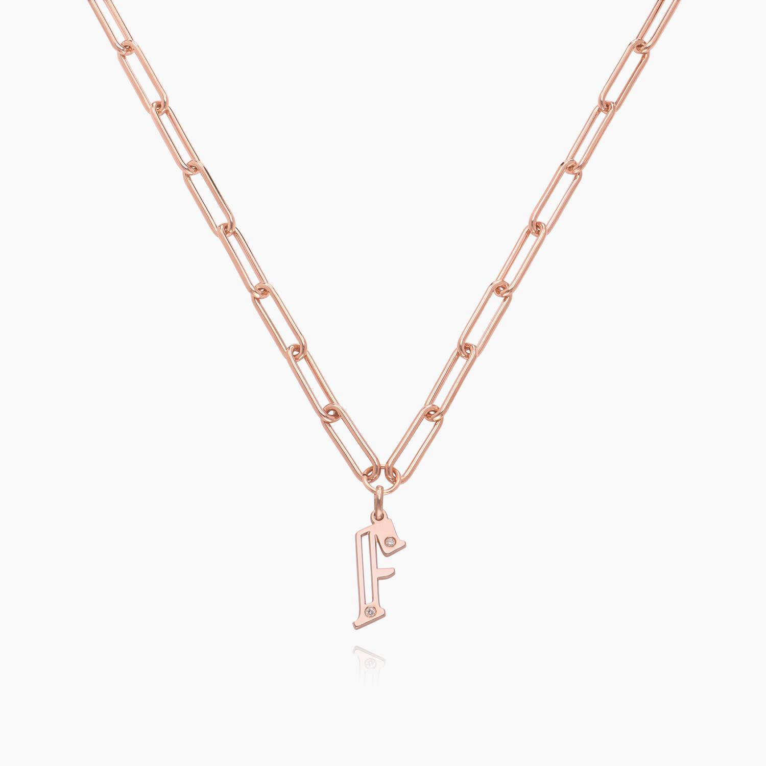 Billie Link Chain Necklace With Diamonds - Rose Gold Vermeil-2 product photo