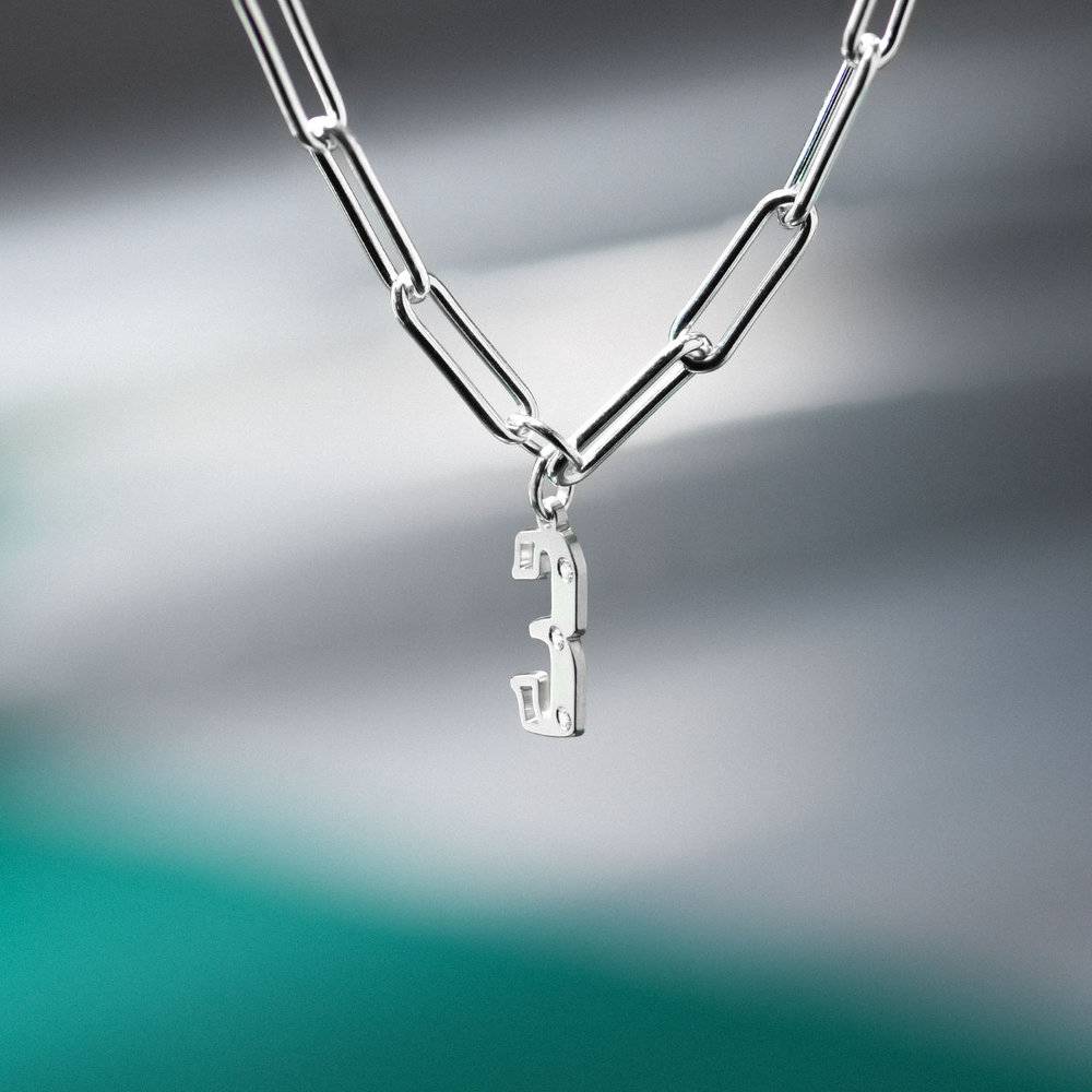 Billie Initial Link Chain Necklace With Diamonds - Silver-1 product photo