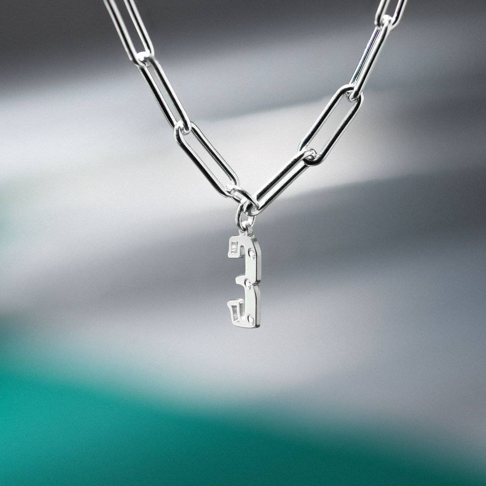 Billie Initial Link Chain Necklace With Diamonds - Silver-6 product photo