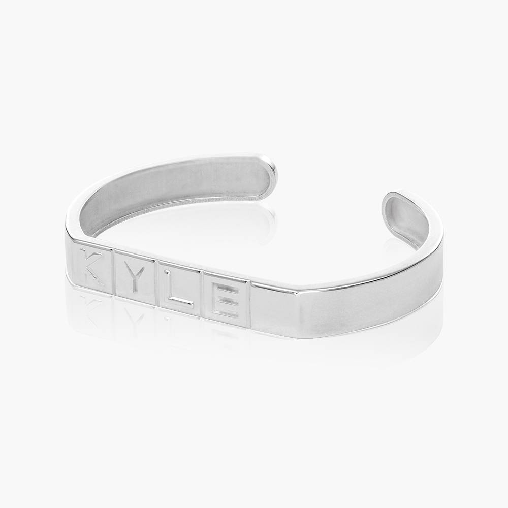 Chocolate Bar Initials Cuff- Sterling Silver-2 product photo