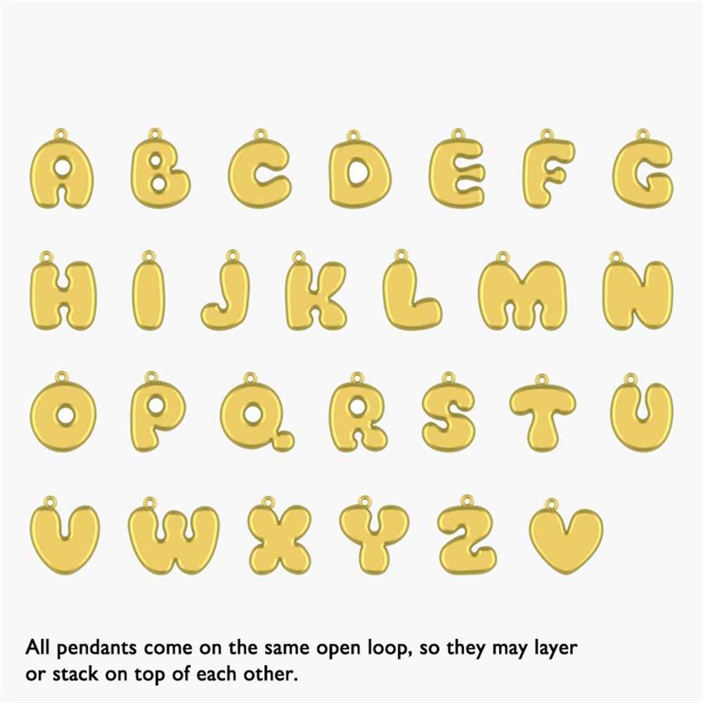 Bubble Up Initial Necklace with Diamond -14k Solid Gold-2 product photo