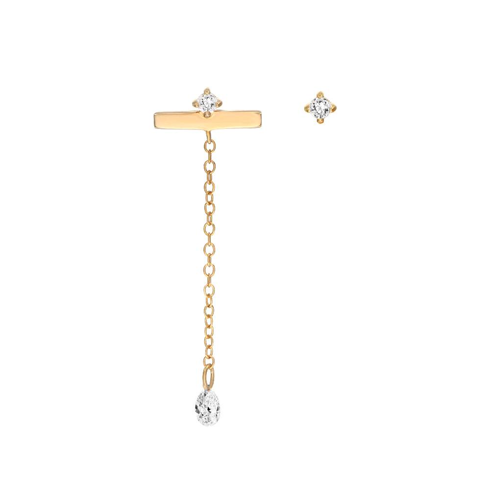 Capri Floating Diamond Stud Earrings- Gold Vermeil-4 product photo