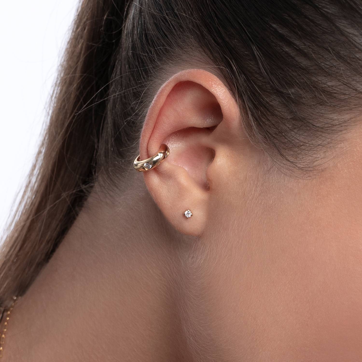 Capri Floating Diamond Stud Earrings- Gold Vermeil-4 product photo