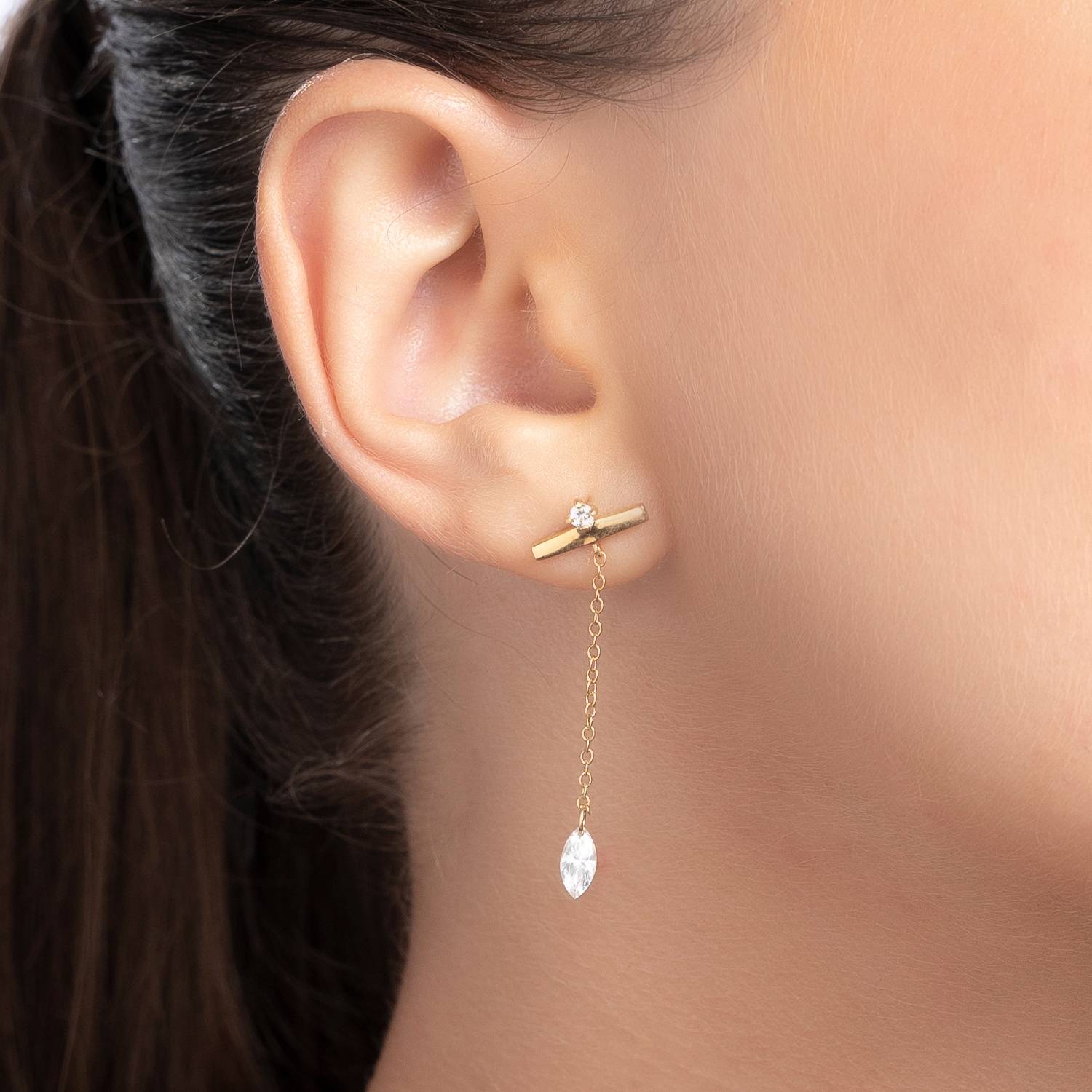 Capri Floating Diamond Stud Earrings- Gold Vermeil-3 product photo