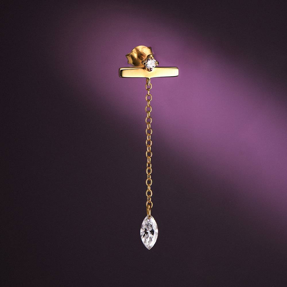 Capri Floating Diamond Stud Earrings- Gold Vermeil-1 product photo