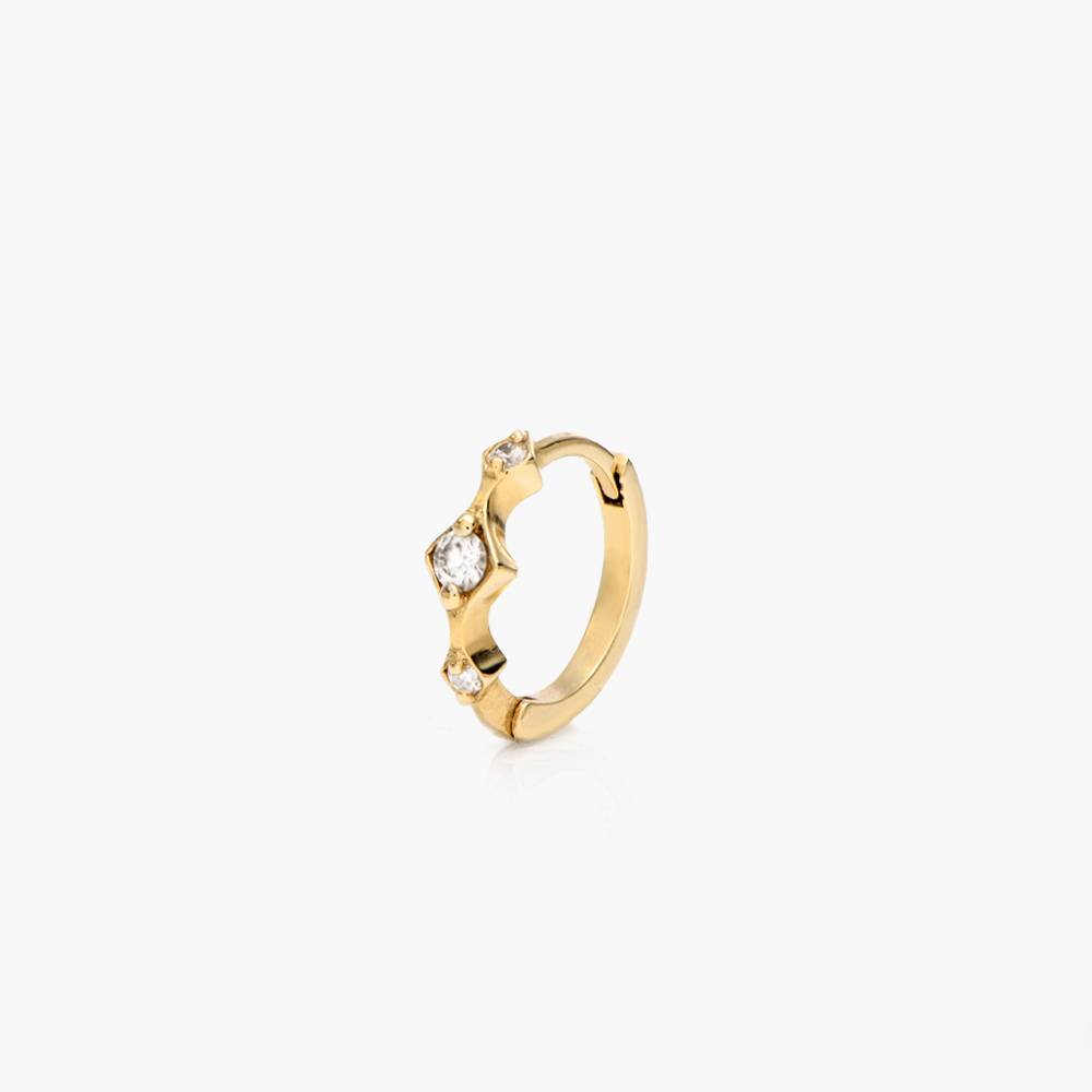 Cartilage Hoop Earring with Diamonds- 14k Solid Gold product photo