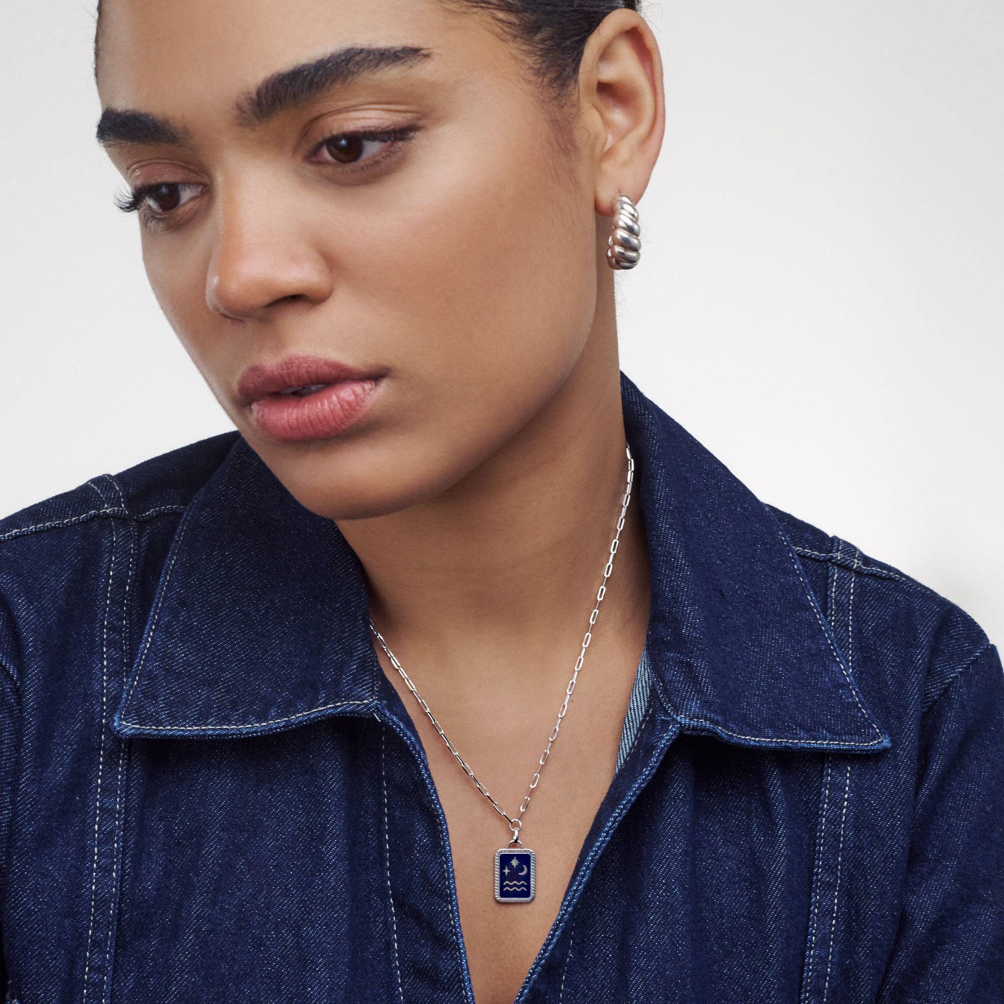 Celestial Zodiac Medallion Necklace- Silver-3 product photo