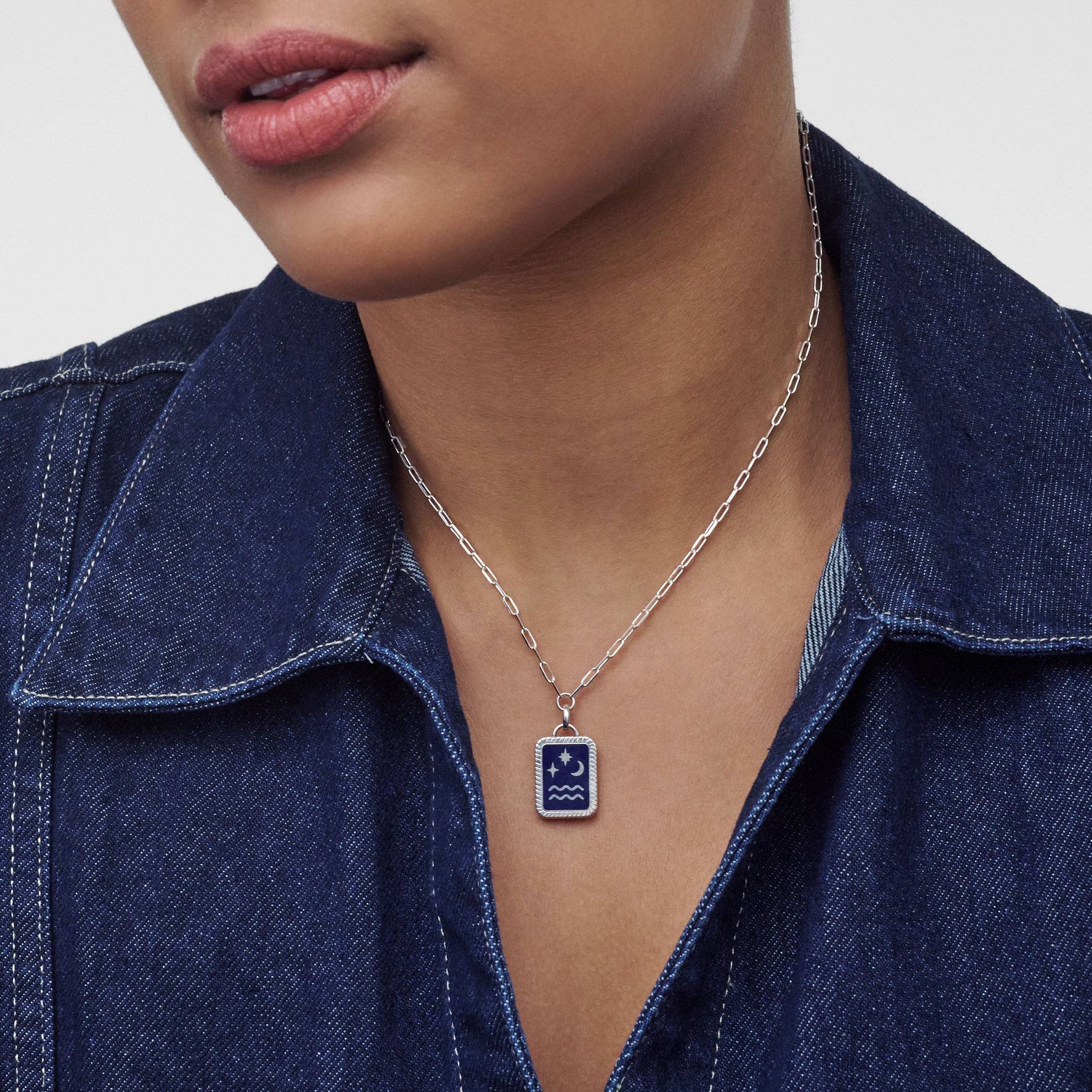 Celestial Zodiac Medallion Necklace- Silver-1 product photo