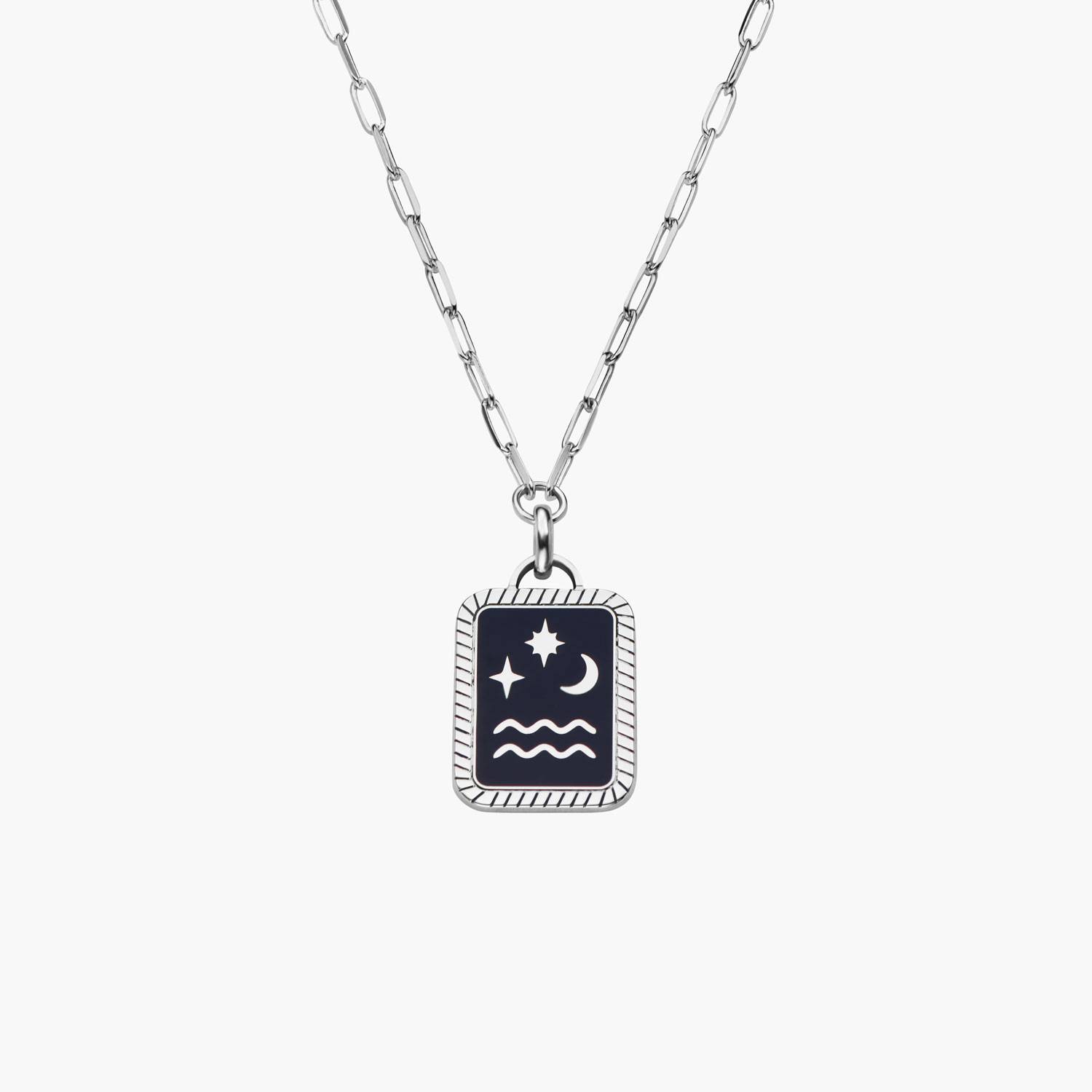 Celestial Zodiac Medallion Necklace- Silver product photo