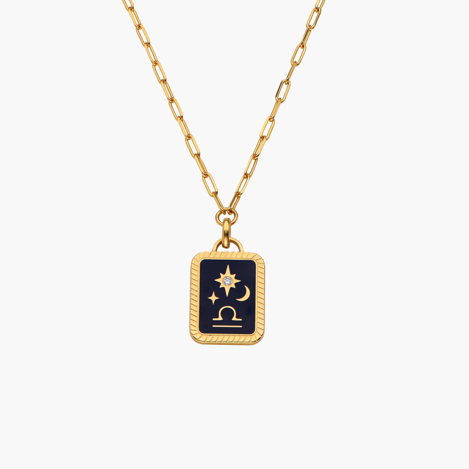 Celestial Zodiac Medallion Necklace with Diamonds- Gold Vermeil