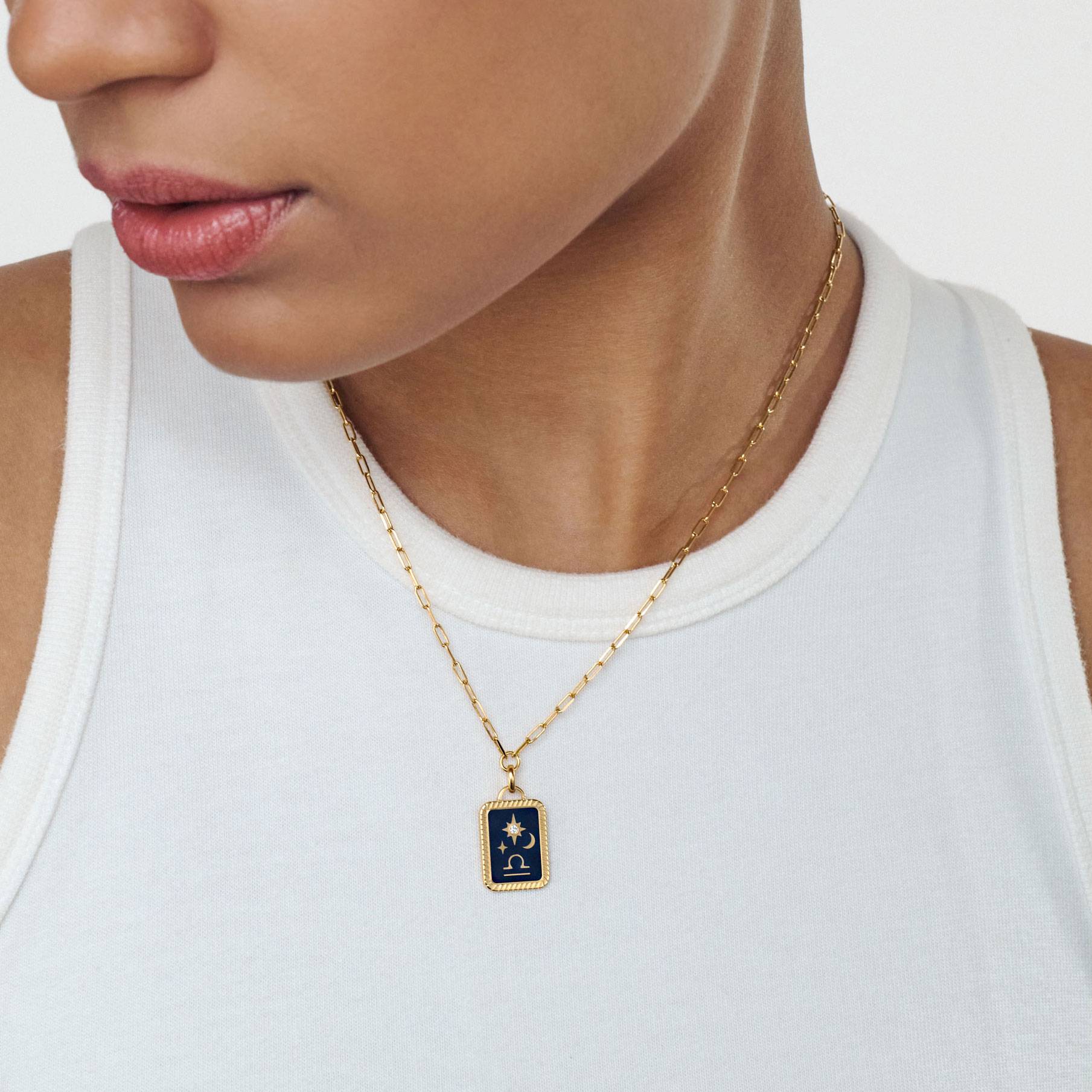 Celestial Zodiac Medallion Necklace with Diamonds- Gold Vermeil-3 product photo
