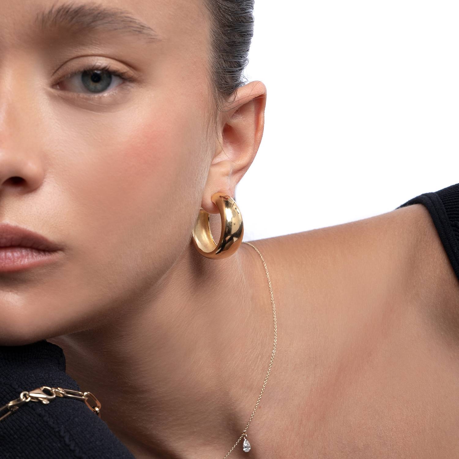 Chunky Dome Hoops- Gold Vermeil-2 product photo
