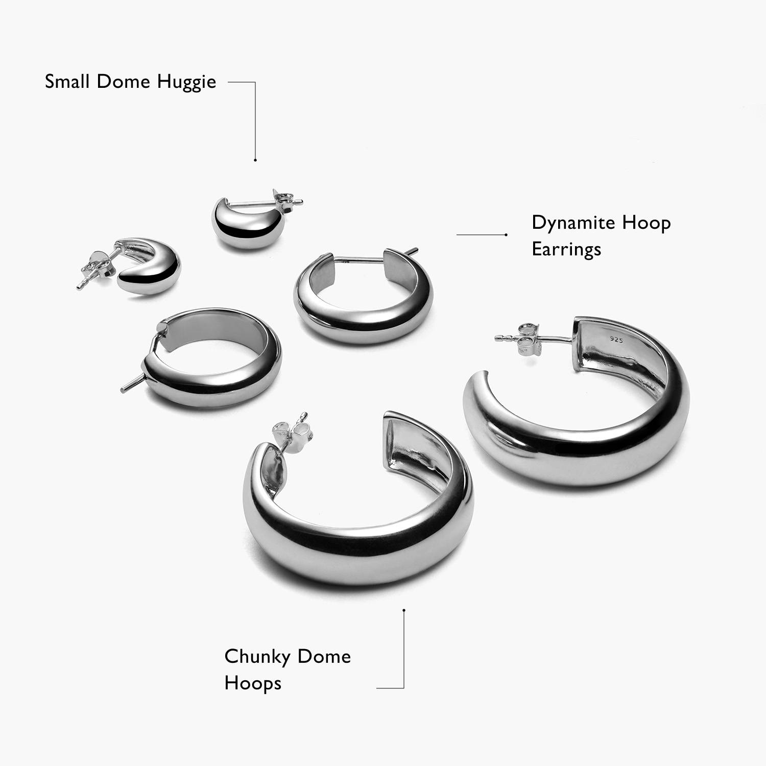 Chunky Dome Hoops - Silver-2 product photo