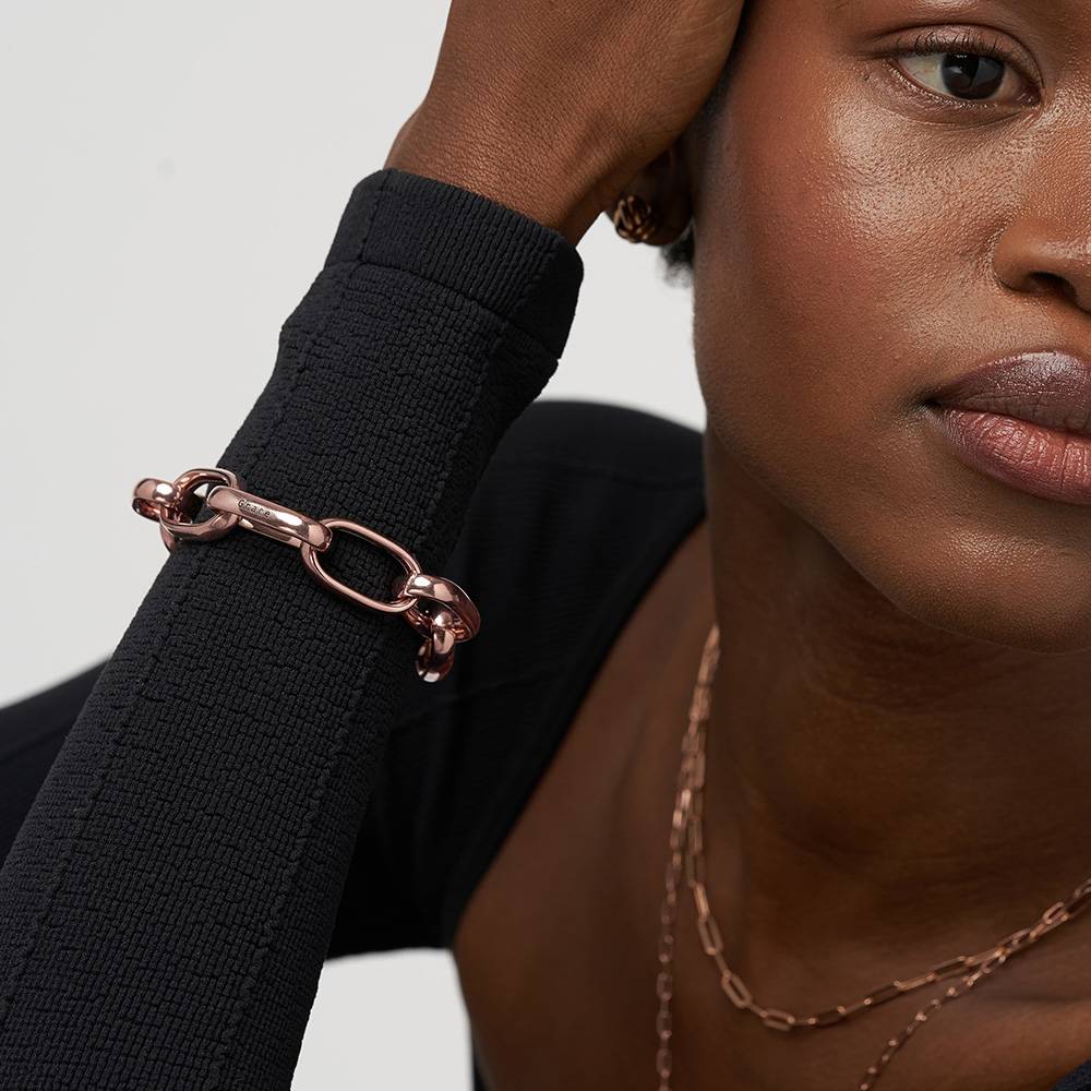 Chunky Paperclip Bracelet With Engraving - Rose Gold Vermeil-4 product photo
