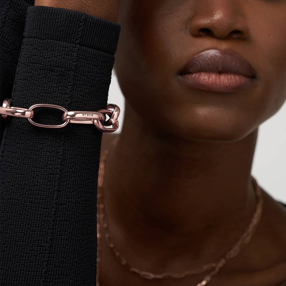 Chunky Paperclip Bracelet With Engraving - Rose Gold Vermeil-1 product photo