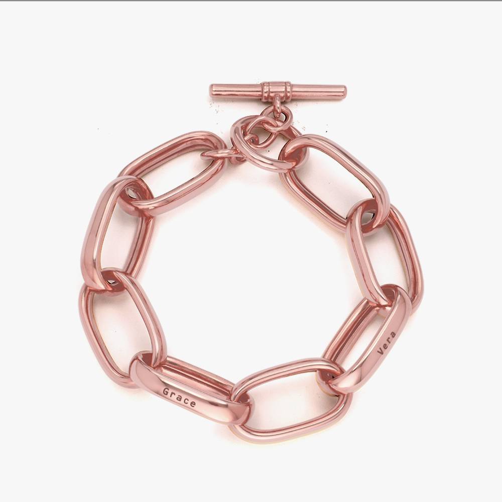 Chunky Paperclip Bracelet With Engraving - Rose Gold Vermeil product photo