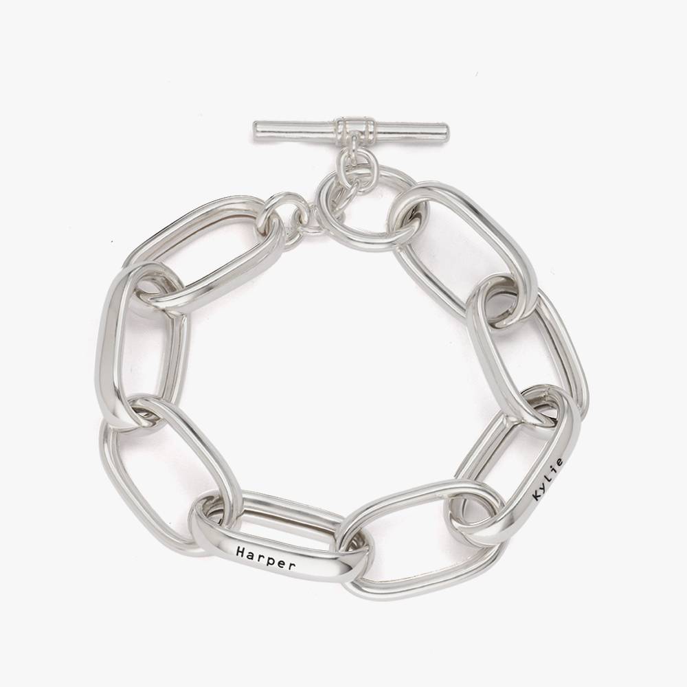 Chunky Paperclip Bracelet With Engraving - Silver-1 product photo