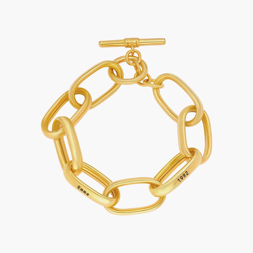 Chunky Paperclip Bracelet With Engraving - Gold Vermeil-2 product photo