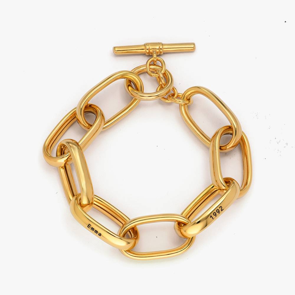 Chunky Paperclip Bracelet With Engraving - Gold Vermeil-1 product photo