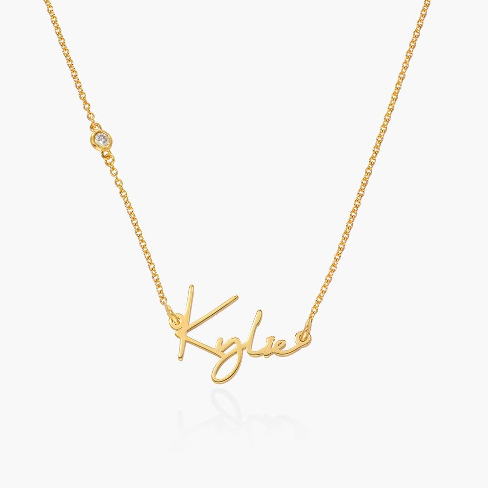 Belle Custom Name Necklace With Diamonds - Gold Vermeil-3 product photo