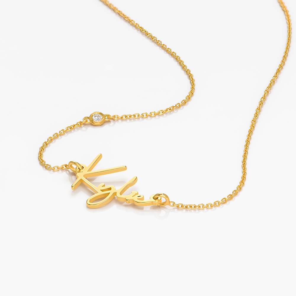 Belle Custom Name Necklace With Diamonds - Gold Vermeil-2 product photo