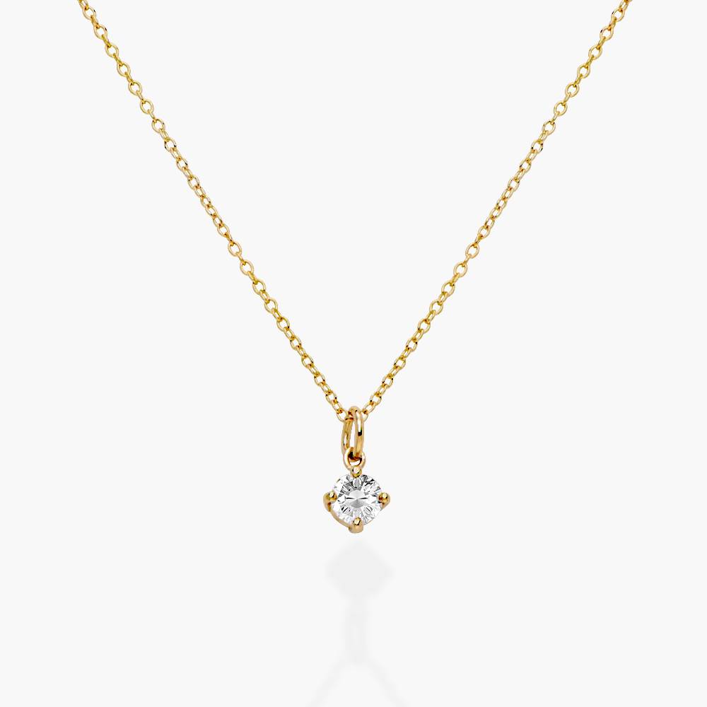 Classic 0.3 ct Round Shape Diamond Necklace - 14k Solid Gold-2 product photo