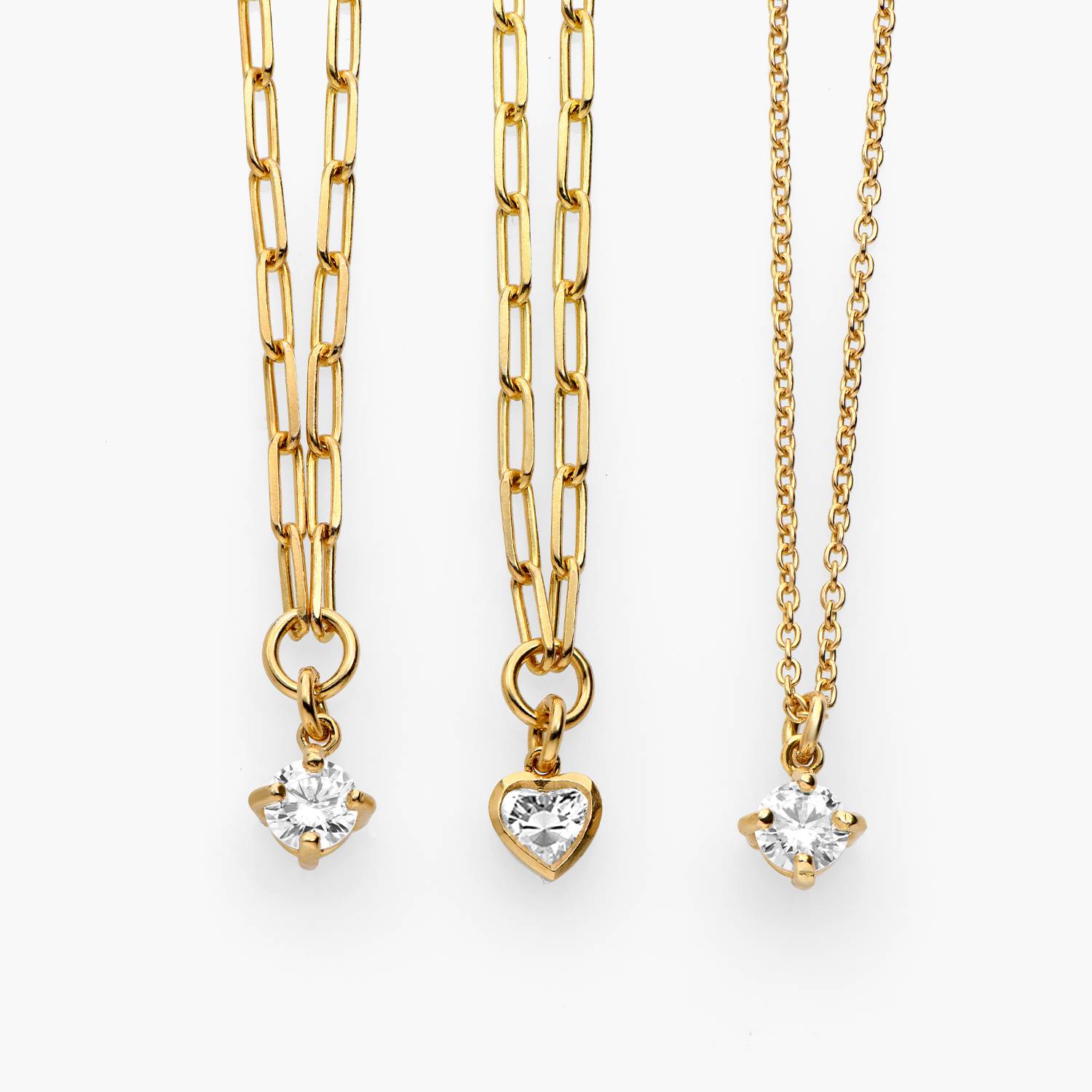 Classic 0.3 ct Round Shape Diamond Necklace - Gold Vermeil-4 product photo