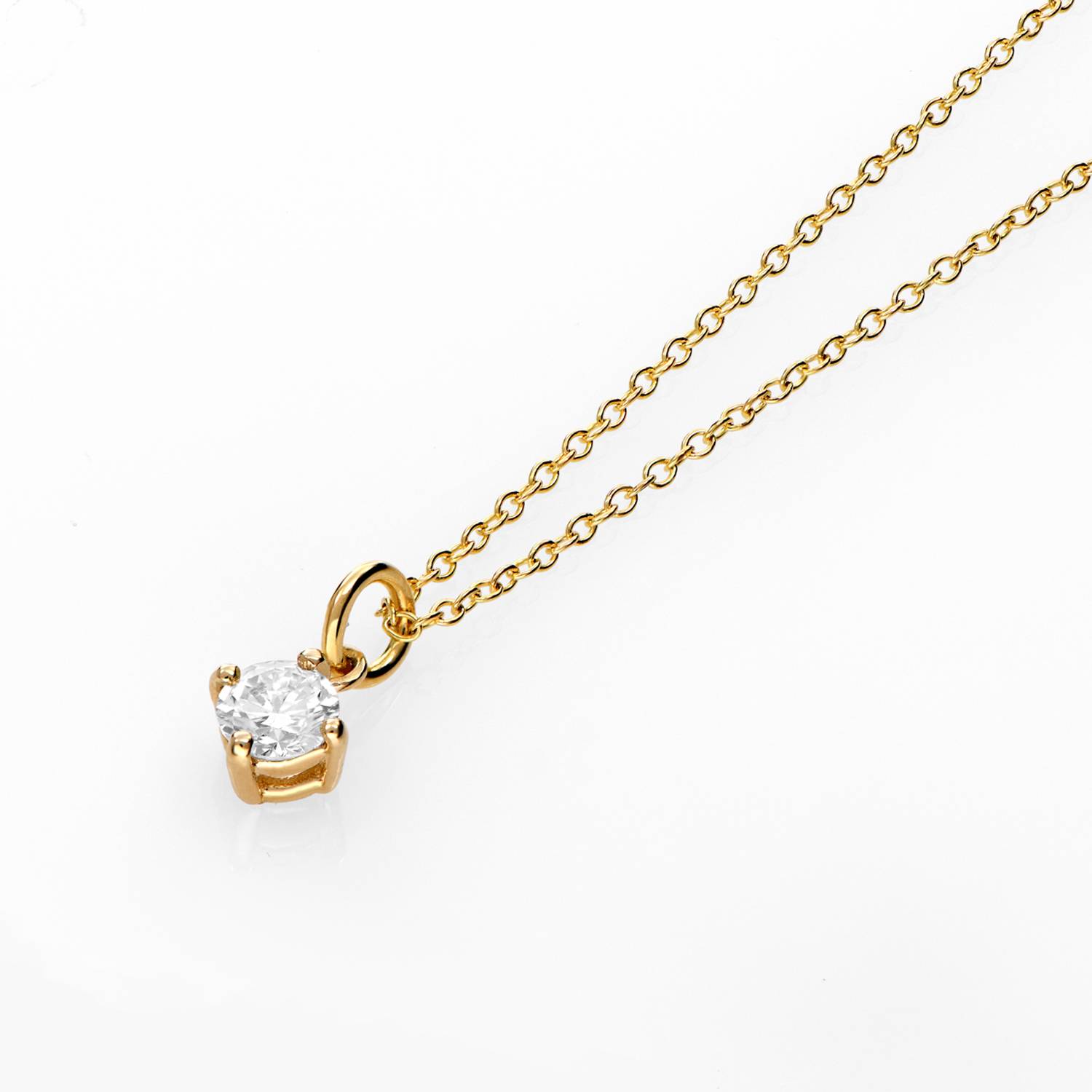 Classic 0.3 ct Round Shape Diamond Necklace - Gold Vermeil-3 product photo
