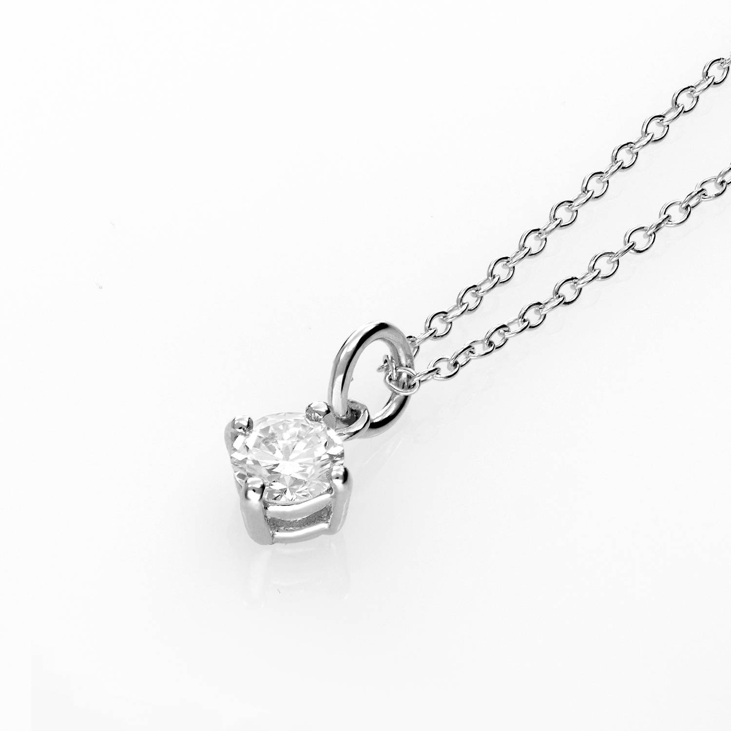 Classic 0.3 ct Round Shape Diamond Necklace - Silver-3 product photo