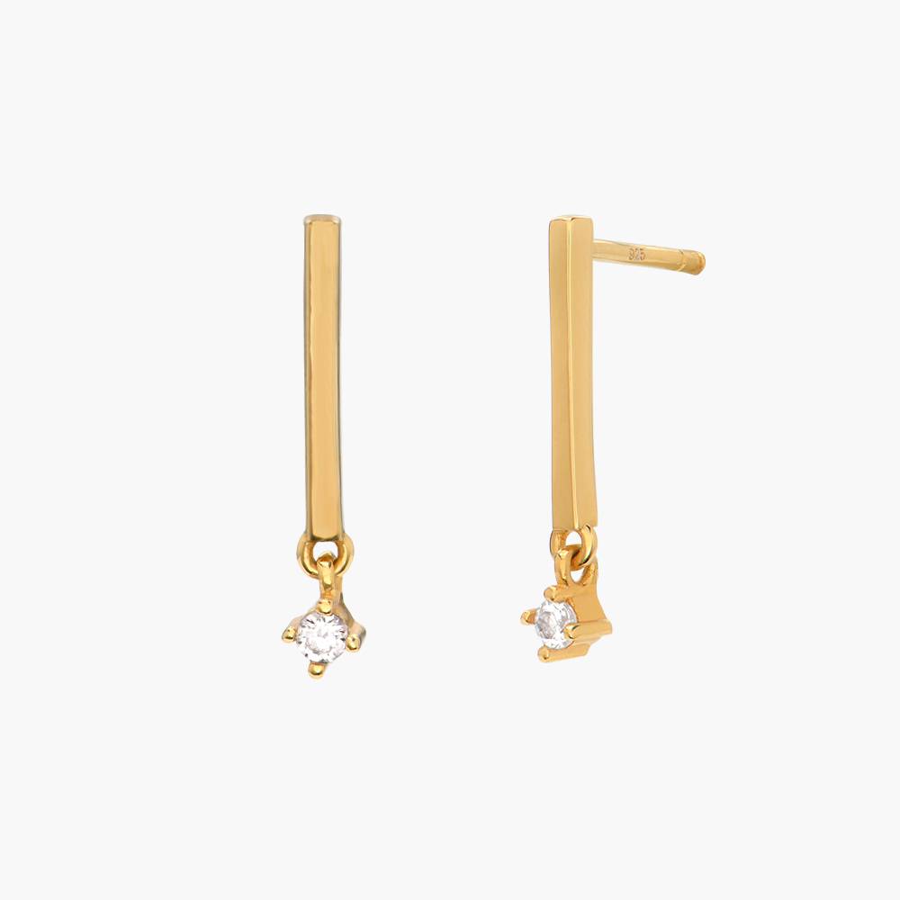 Simple Cubic Zirconia Stone Stud Earrings in Gold