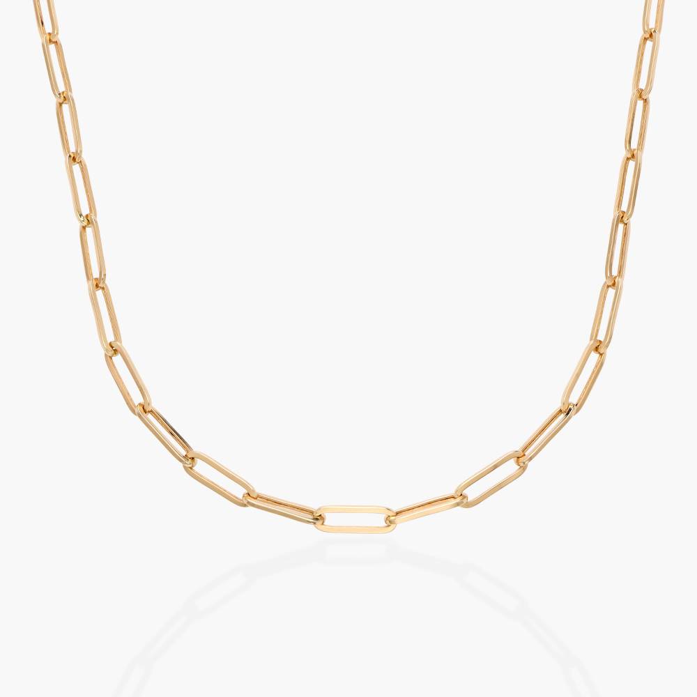 Classic Paperclip Chain Necklace - 14k Solid Gold-3 product photo